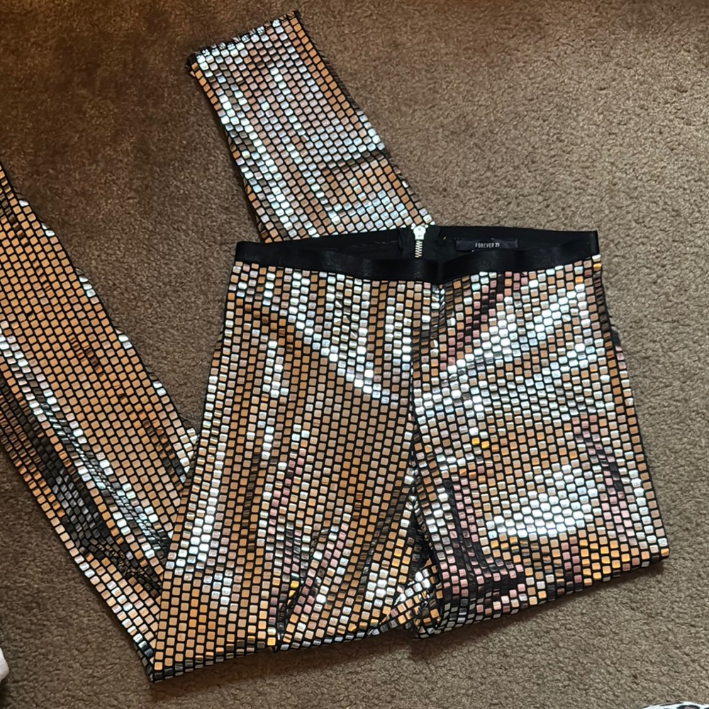 F21 Metallic Sequin Pants